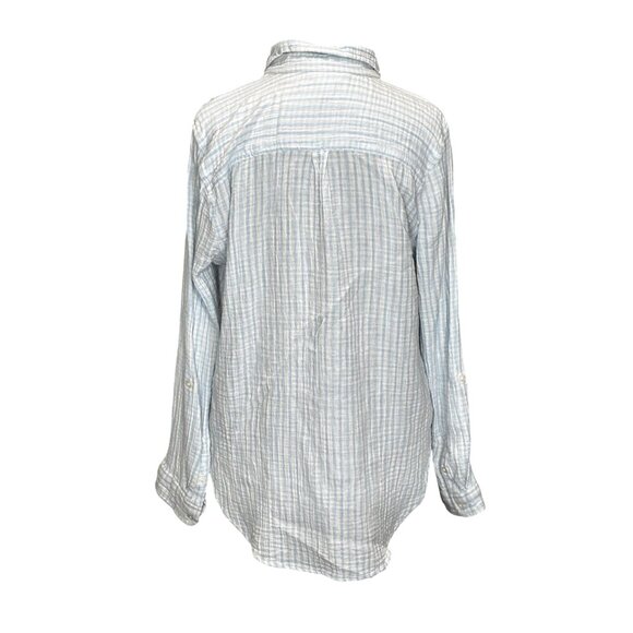 Time & Tru Womens Medium Button-Up Striped Shirt Blue & White Cotton Blend - Picture 3 of 10